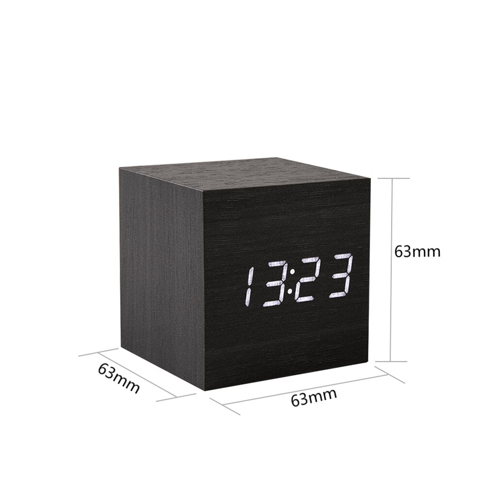 Horloge miroir en bois moderne commande sonore | Horloge numérique de bureau, horloge numérique, horloge électronique
