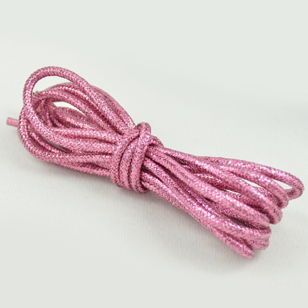 Lacets ronds colorés or et argent brillants 15 couleurs 113 cm chaussures de Sport baskets lacets lacets chaussures cordes: Rose