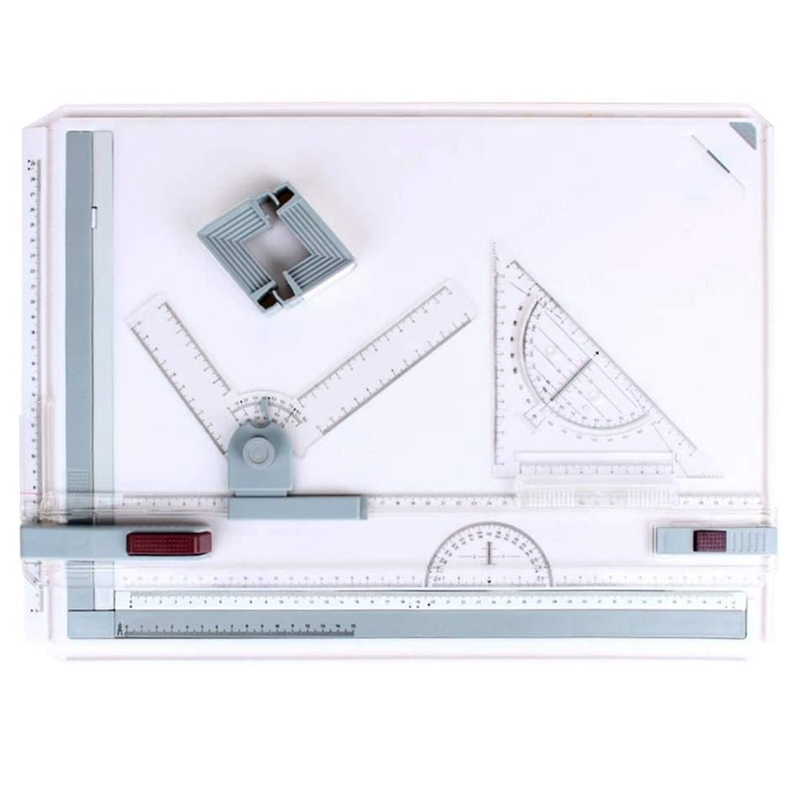 A3 Multi-Function Drawing Board Tools Drawing Board Adjustable Parallel with Clear Rule Graphics Angle Measurement