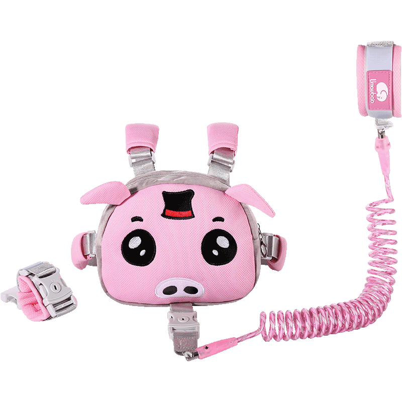 Anti Lost Wrist Link Magnetic Induction Lock Toddler Leash Safety Harness Baby Strap Wristband Children Walking Hand Belt: Pink pig