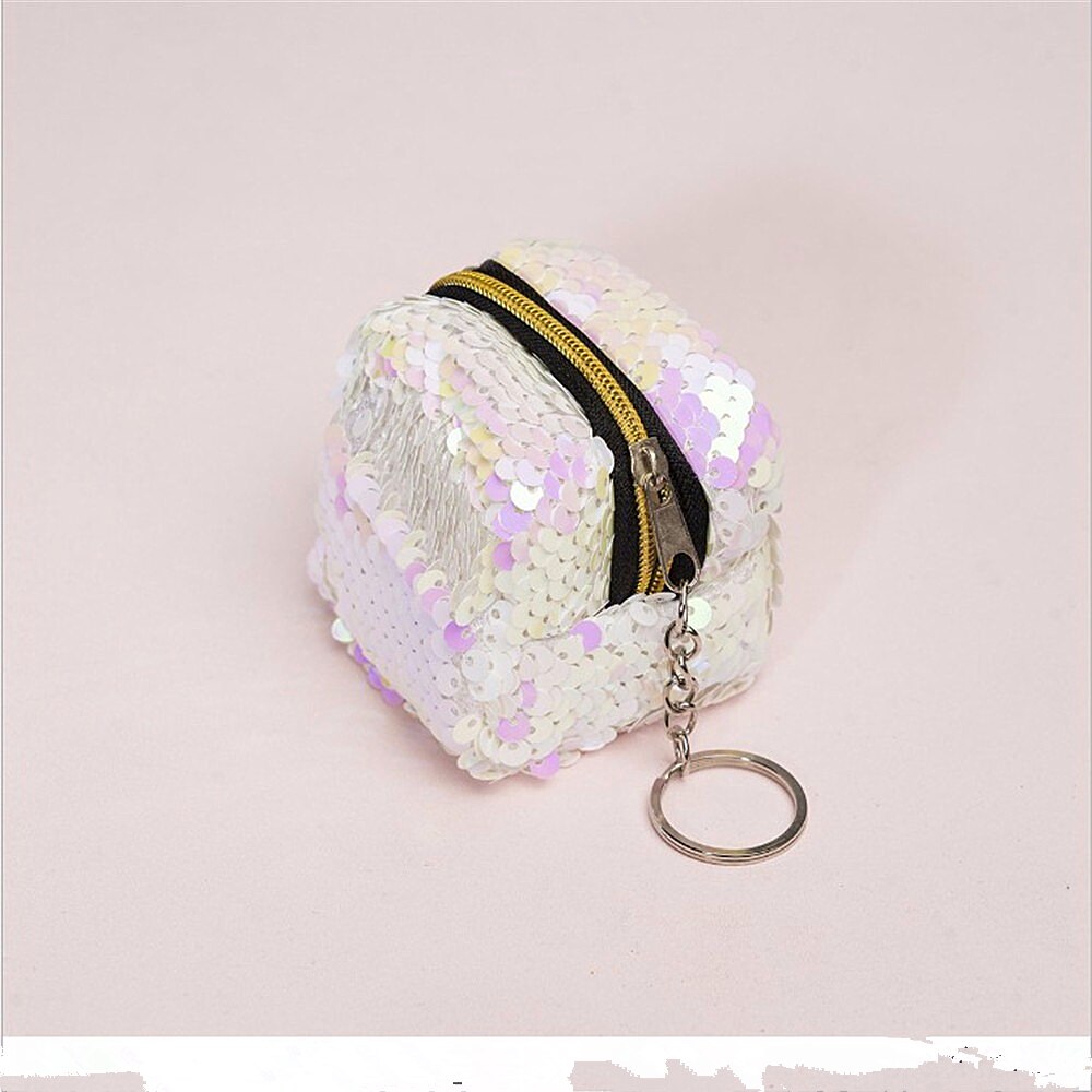 Sequins Mini Wallet Zipper Clutch Pouch Portable Women oin Purses Handbags Card Holder Keys Earphone Bags: Pink