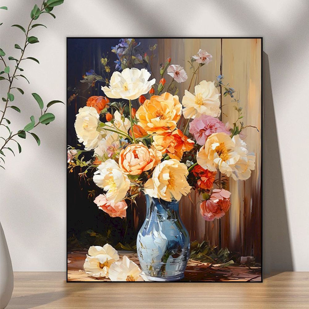 PhotoCustom Gemälde nach Zahlen, Blumenlandschaft, handgemalte Gemälde, , DIY Bilder nach Zahlen, Bausätze, Zeichnung auf Leinwand, Dekor