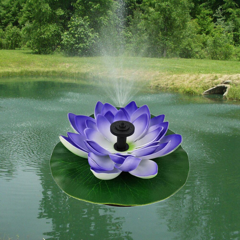Solar Lotus Flower Fountain Water Pump Courtyard Landscape Garden Pond Decor so it can runs automatically, electricity needed.