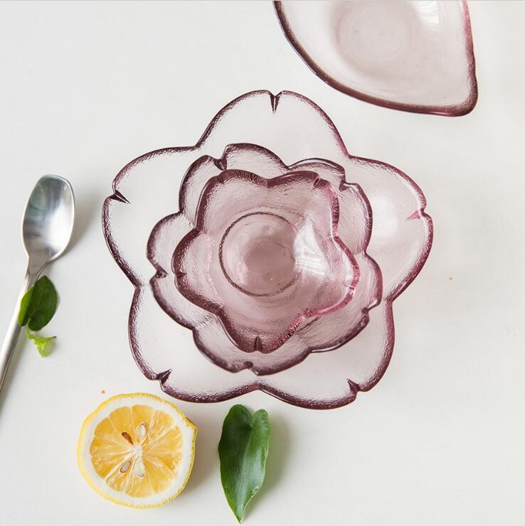 Platos bonitos pequeños de cristal de cereza, Boles pequeños para frutas, ensaladas, plato de postre, vajilla, plato de salsa, productos de Decoración de cocina, 1217