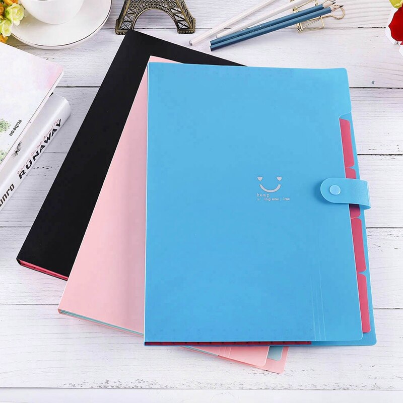 Portable Multi-layer A4 Plastic File Folder Extension Wallet Bill Receipt File Sorting Organizer Office Storage Bag Folders