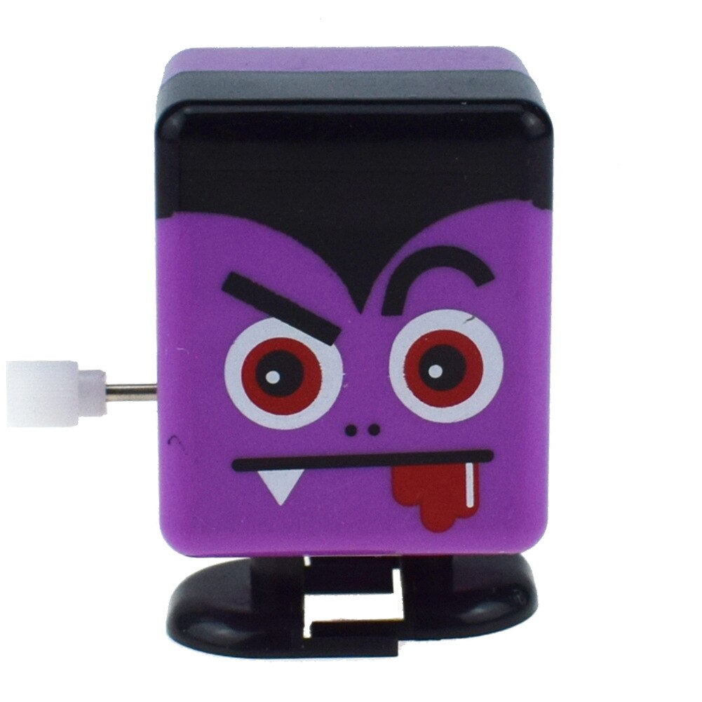 Novelty Funny Winding Spring-Winding with Eyes Jumping Teeth Ghost Teeth Halloween Christmas Small Toy: Walk Square Face Purple 