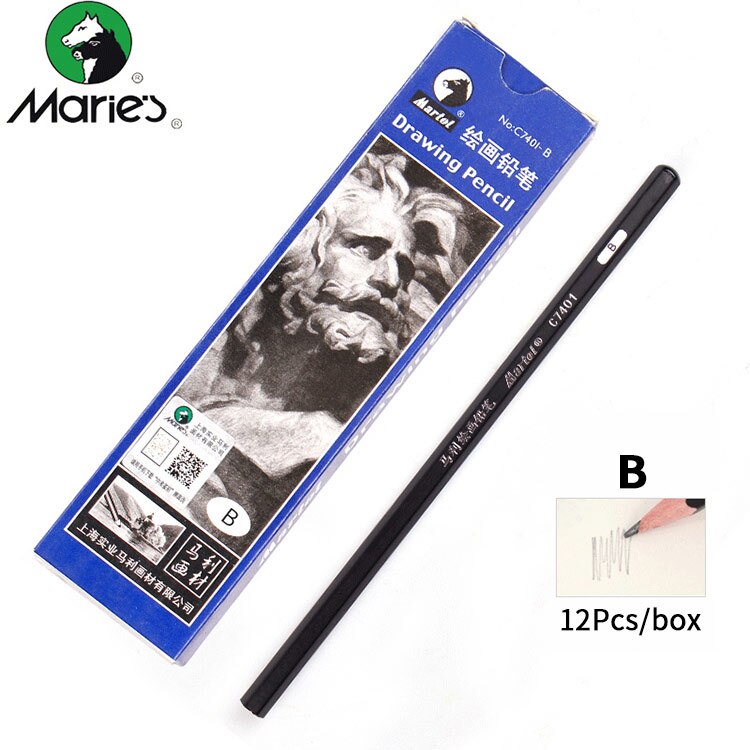 Marie's 12Pcs Sketch Pencil Set Sketching Drawing Kit Wood Charcoal Pencil For Painter School Students Art Supplies