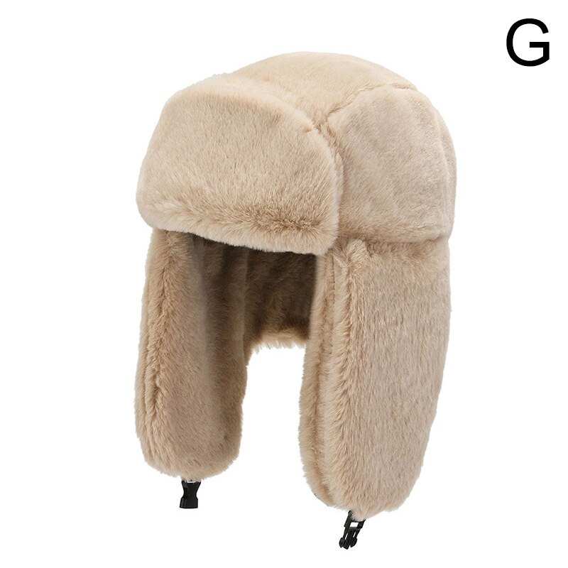 Winter Hat Women Men Faux Fur Solid Color LeiFeng Cap Russian Bomber Hat Ski Hat Warm Earmuffs Thicken Ear-flapped Hat: G