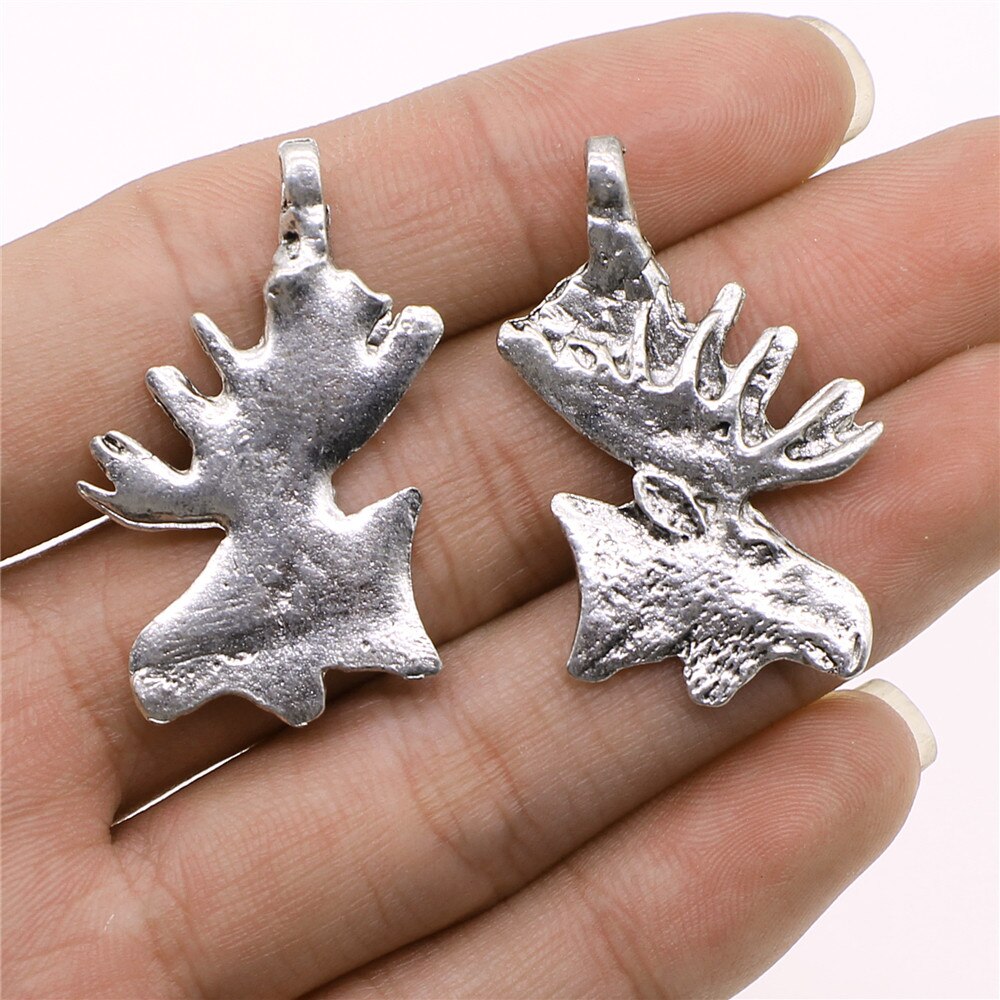 Uitverkoop 2Pcs 25X39Mm Antiek Zilver Kleur Moose Herten Charmes Hanger Voor Sieraden Maken Diy Sieraden bevindingen