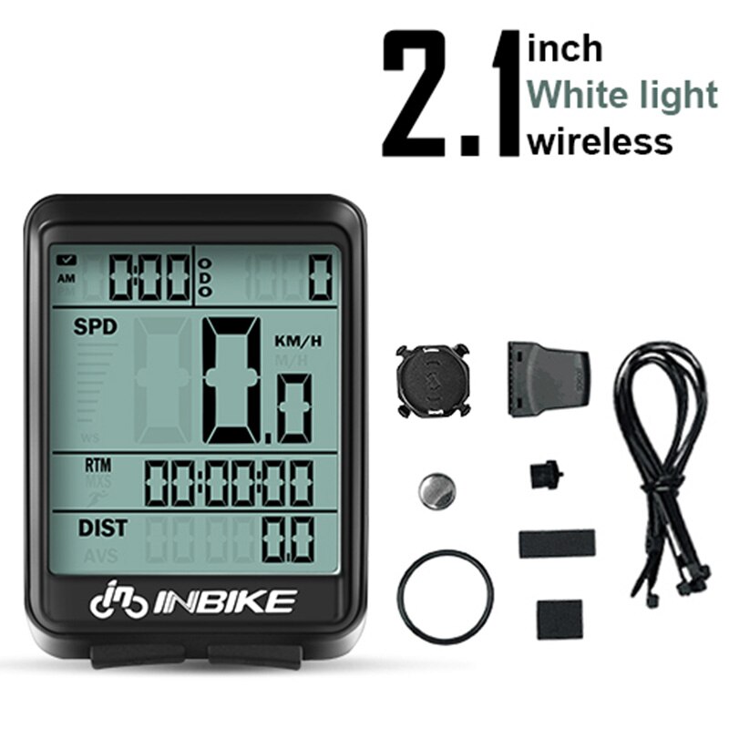 INBIKE Waterproof Ciclocomputer LED Backlight Odometro Bicicleta Velocimetro Bike Multifunction Licznik Rowerowy Bezprzewodowy: White Light-Wireless