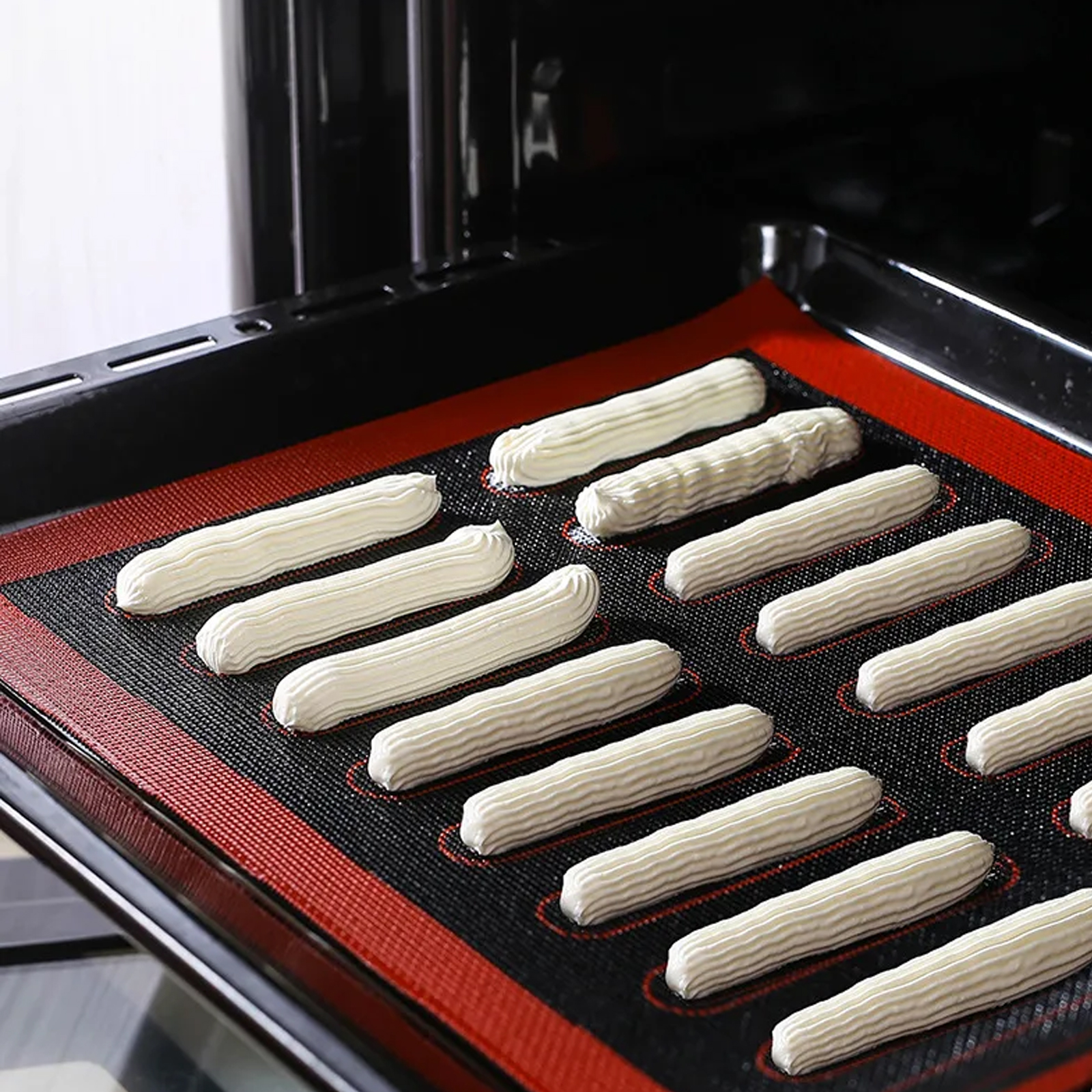1 tapete perforado de silicona para hornear, 2 lados con patrones de hojaldre y redondos, revestimiento antiadherente reutilizable para horno, para galletas, pan, macarrón