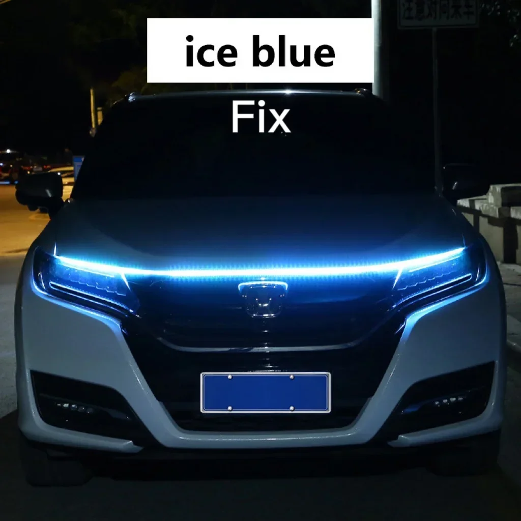 Feu de jour LED DRL pour voiture, avec clignotant, bande lumineuse décorative pour capot de voiture, avec balayage de démarrage, météore dynamique, 12V: 3000 K or / 5500 K