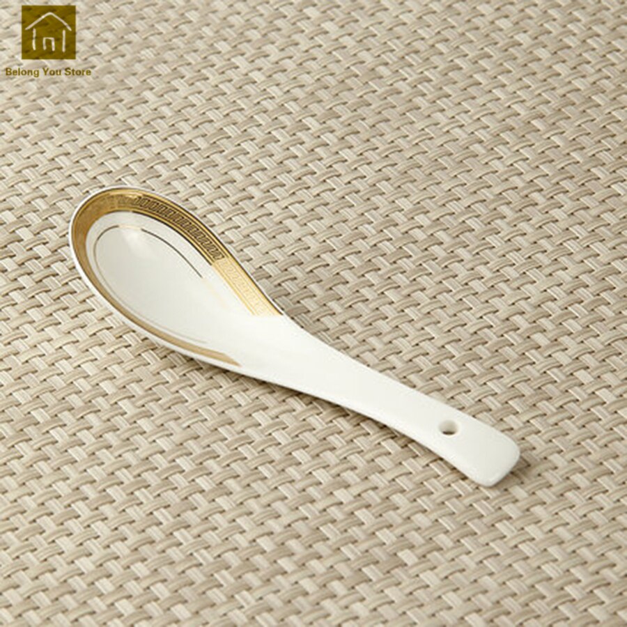 Chinese Style Ceramic Soup Spoon White Porcelain Spoon Coffee Sobremesa Colher Spoon Scoop Keukenhulpjes Party Tableware WKI053