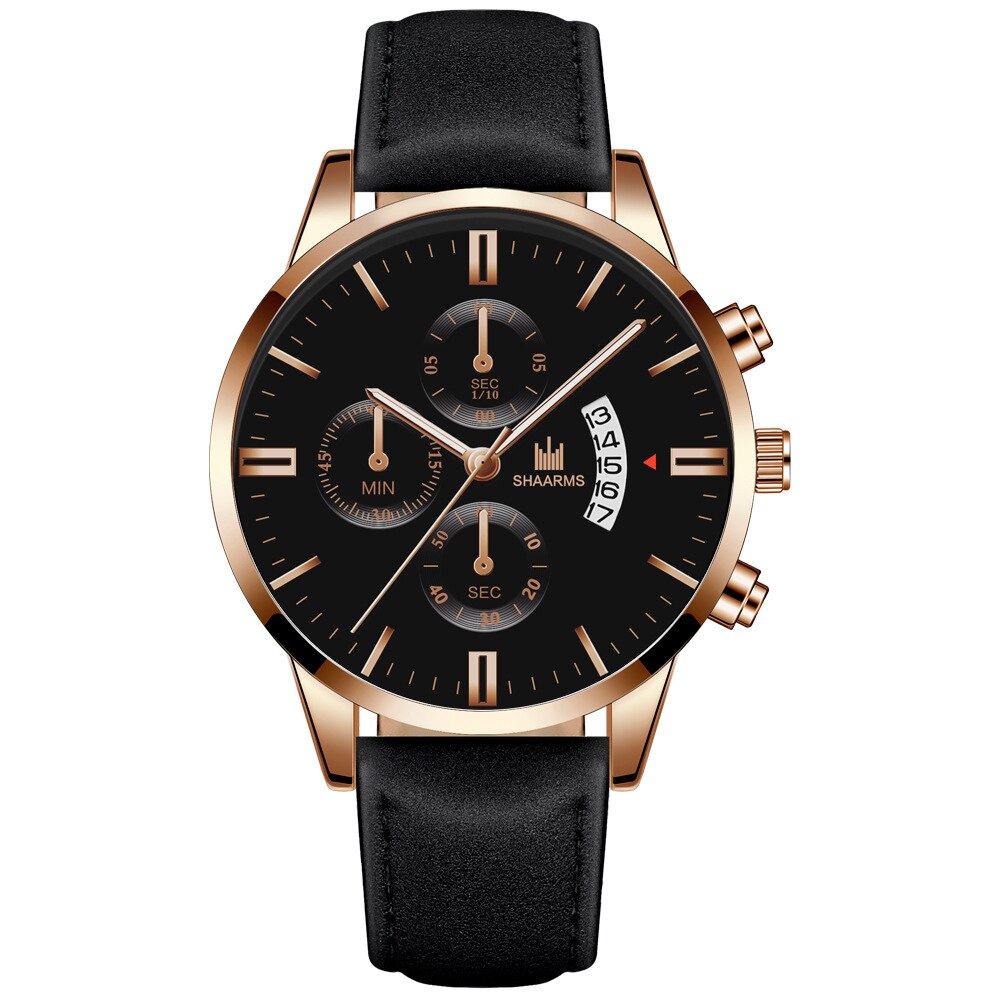 SHAARMS-Reloj analógico de cuarzo para hombre, accesorio de pulsera resistente al agua con calendario, complemento Masculino de de lujo con moderno y estilo informal, perfecto para negocios