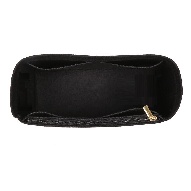 Til klassisk håndtaske cf flap filt stof indsats taske organizer makeup håndtaske organizer rejse indre pung bærbare kosmetik tasker: Sort til  s23