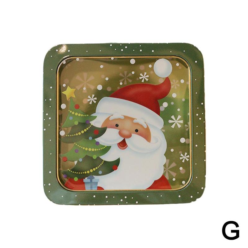 Boîte à biscuits en fer blanc, fenêtre transparente Rectangle Film carré emballage de noël boîte à chocolat cuisson boîte à bonbons T3Z8: G