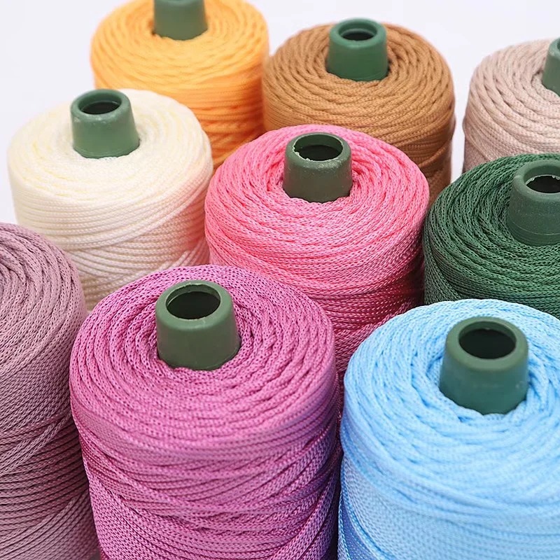Cordón de algodón de colores de 3mm, cuerda tejida trenzada, hilo hueco, artesanía decorativa, bolso hecho a mano, accesorios para cinturón con cordón