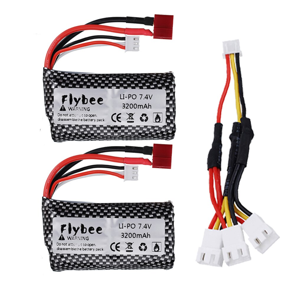 7.4V 3200mAh 2S Lipo Battery For Wltoys 144001 A959-B A969-B A979-B K929-B 12428 12423 10428 Q39 battery for RC cars toys parts: 2pcs 3in1