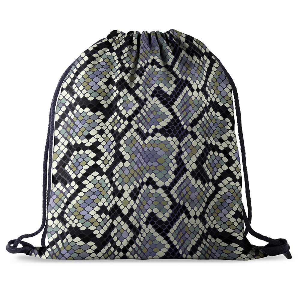 Bundel zak touw tas print slangenhuid patroon trekkoord rugzak dames heren dagelijks casual meisjes mochila knapzak vrouwelijk: Bpa 602773
