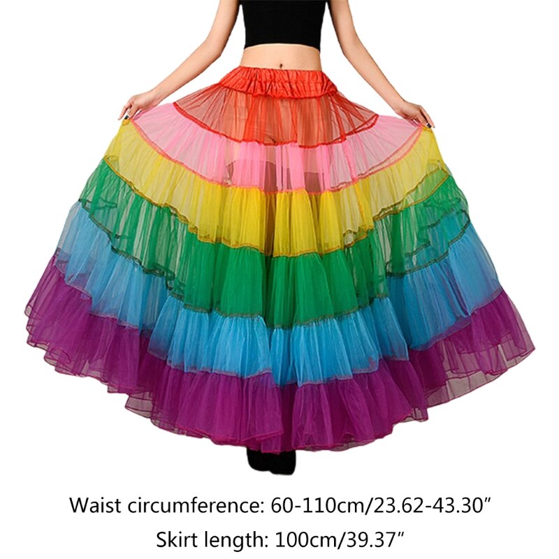 Women 7 Hoop Floor Length A-Line Petticoat Crinoline Skirt Ball Gown Underskirt U90E: 6EE407143