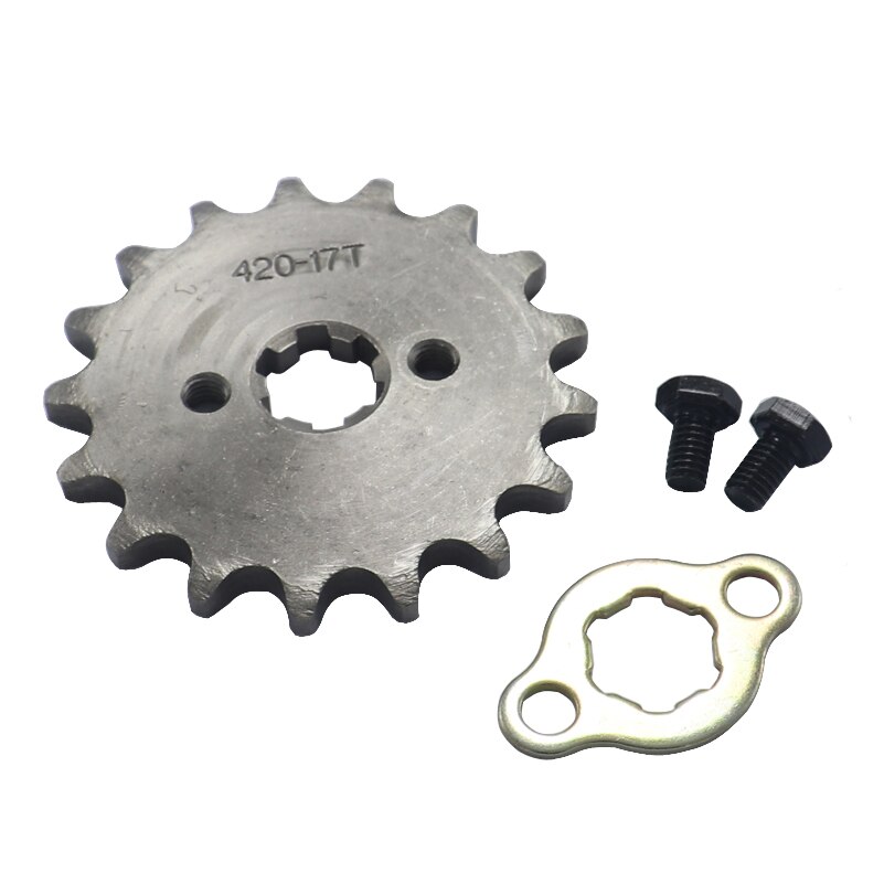 Front Engine 420# 17mm 20mm 17T Teeth Chain Sprocket With Retainer Plate Locker