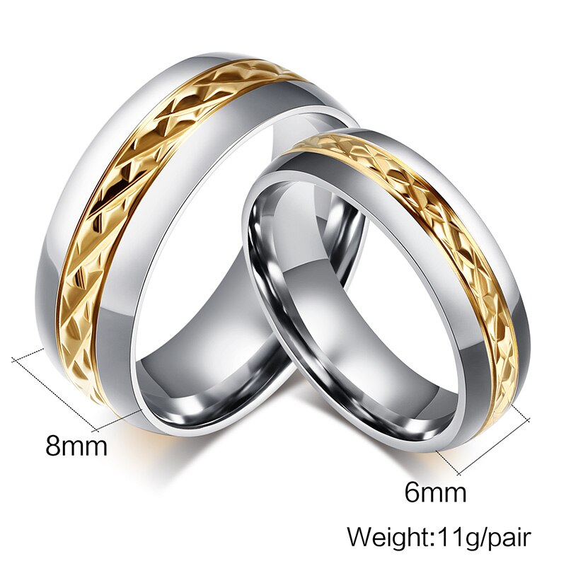 Vnox Superficie de Rombo de color Oro Anillos de Boda para Las Mujeres de Los Hombres de Acero Inoxidable Joyería de los Pares Promise Band Alianza Bijoux