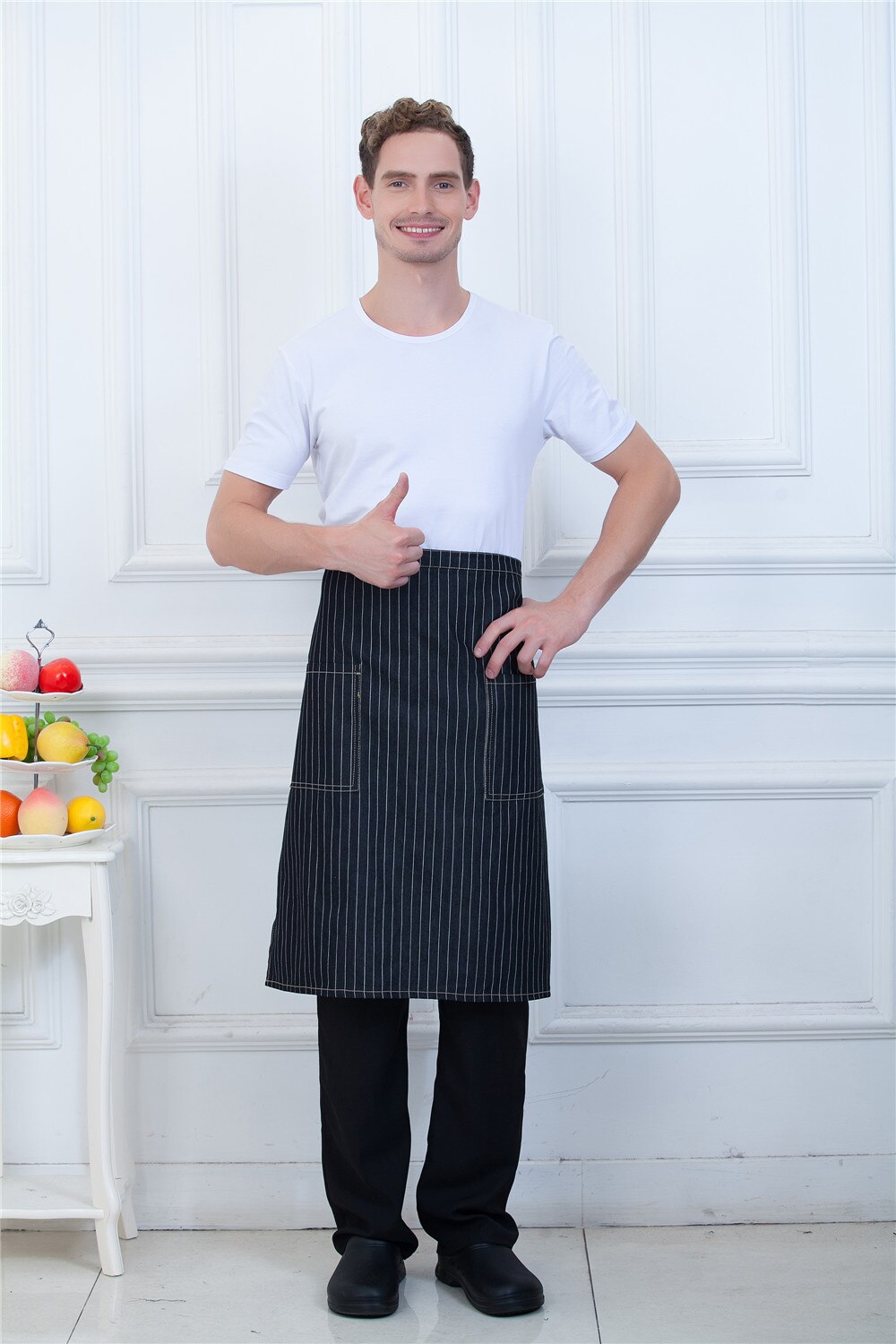 Food Service Kitchen Cooking Chef Half Apron Restaurant Cafe Catering Baker Waiter Waitress Couple Work Wear Uniform: Men2