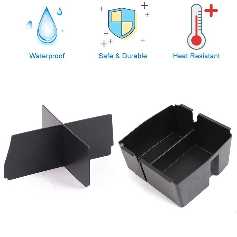 Center Console Organizer Tray ABS Armrest Storage Box with Insert Divider for Jeep Wrangler JL/JLU, Jeep Gladiato