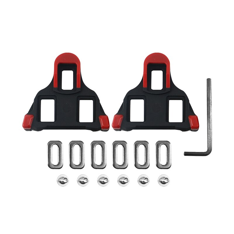 Bicycle Pedal Cleats Road Bike Self-Locking Plate Look Keo Ultralight Cycling Pedal Shoes Cleat Floating Bike Accessories: Black red