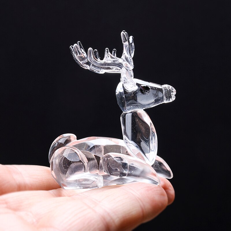 H & D Herten Tiny Micro Crystal Beeldjes Clear Glass Art Wilde Dieren Collectible Home Decor