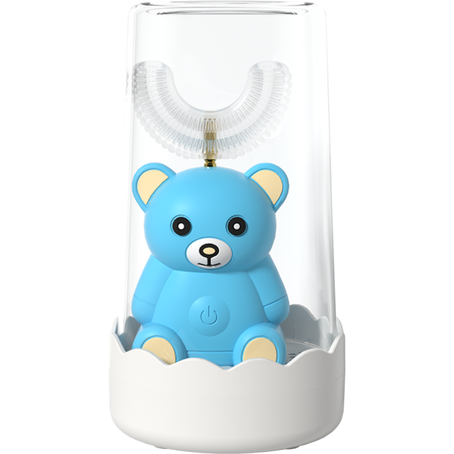 Elektrische Kinderen Brushtooth U/C Siliconen Zachte Borstel Hoofd High-Efficiency 360 Graden Schoonmaken Kinderen Tanden: Blue-Bear-B