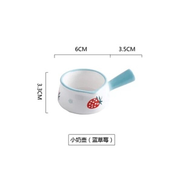szyk truskawka ceramiczny mini rondel dzbanek robić mleka dzbanek robić kawy talerz na owoce naczynia kuchenne garnek miska z uchwytem cukiernica: Niebieski