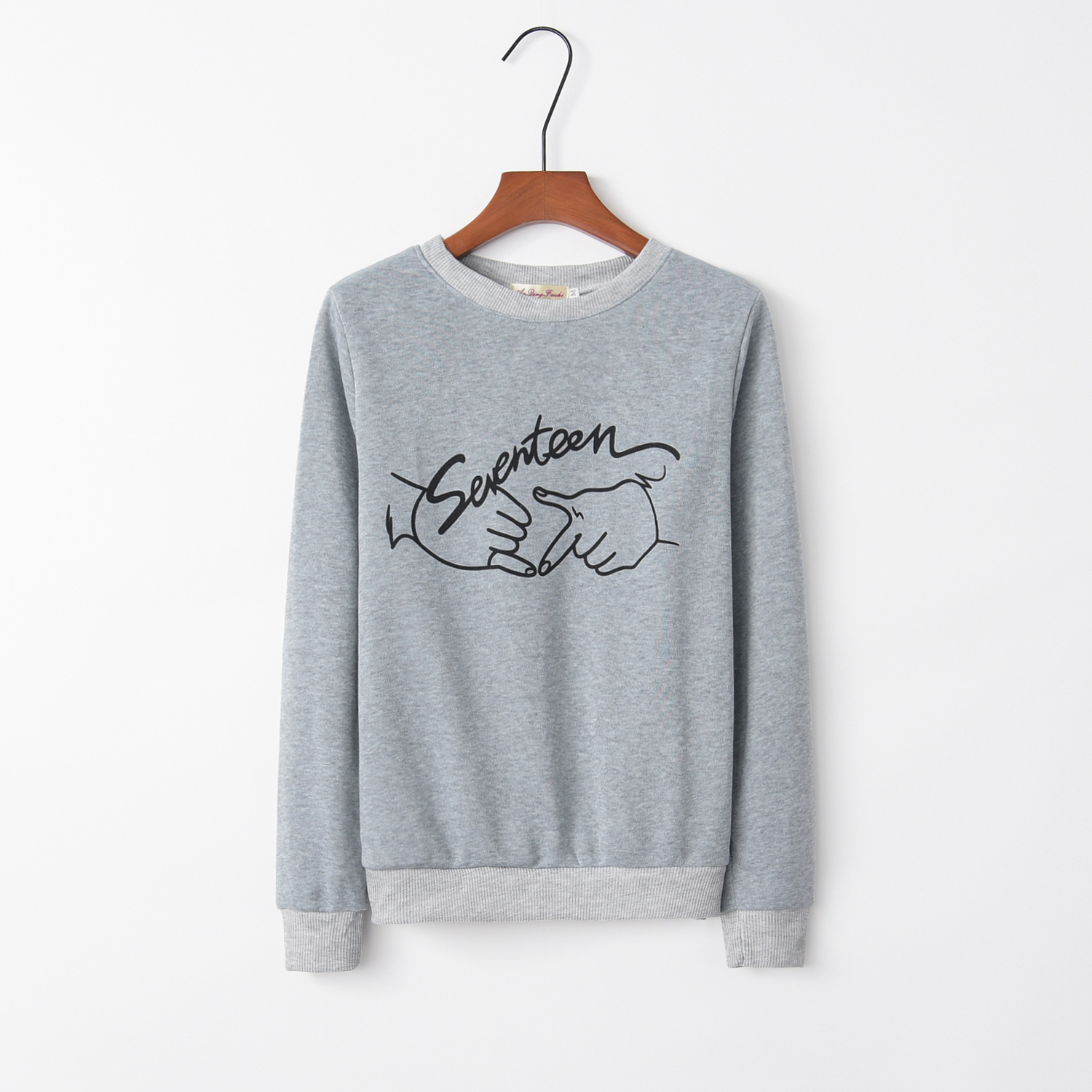 Handshake cute Hoodies Sweatshirts Women Casual Kawaii Harajuku Sweat Girls European Tops Korean: White / L