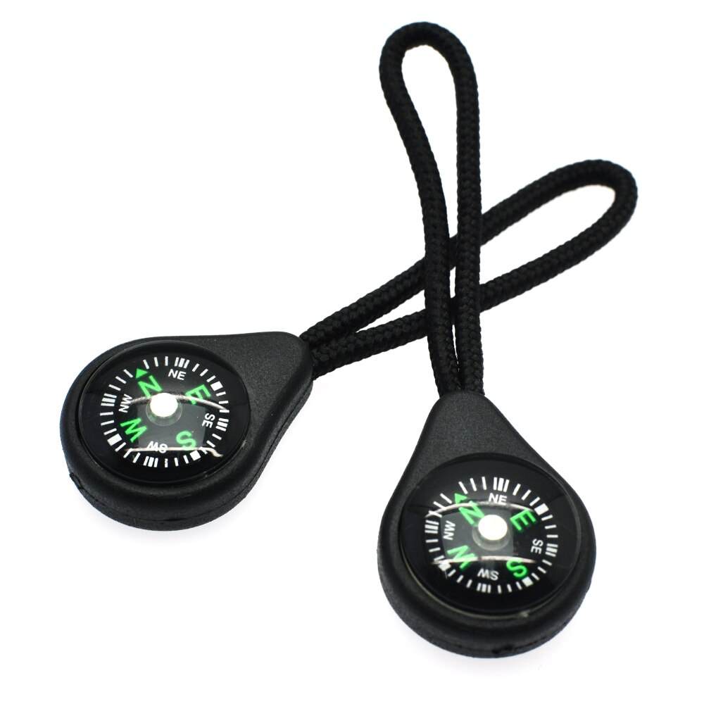2pcs Plastic Compass Zipper Pull With Strap For Backpack Gym Suit garment Accessories