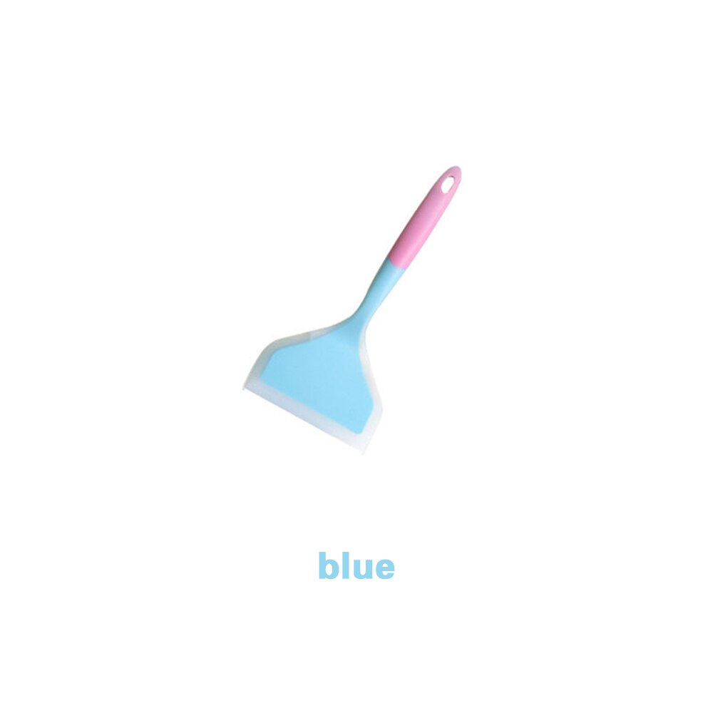 Non-stick Silicone Cooking Beef Egg Kitchen Scraper Wide Pizza Spatula Kitchen Cake Baking Scraper Home Cookware Kitchen Tool: Blue