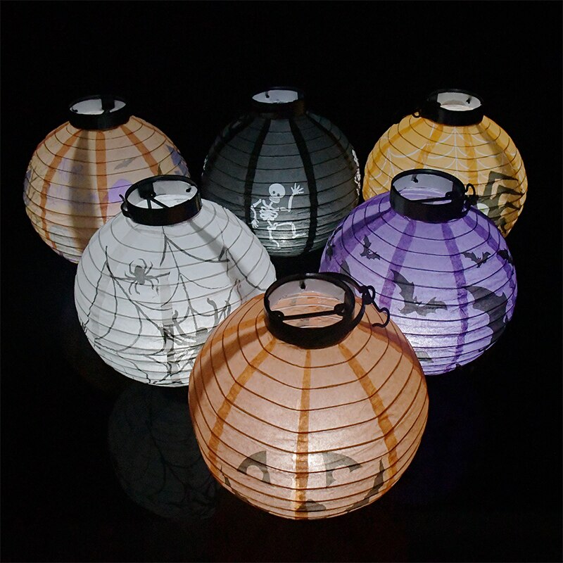 Halloween LED citrouille lanterne horreur lueur araignée crâne chauve-souris lampe à LED Halloween maison fête suspendus lustre décoration
