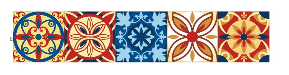 10/15/20/30cm marokkansk stil keramiske fliser wallstickers badeværelse køkken boligindretning tapet skræl &amp; stick pvc kunst vægdecals: Mz028  e / 10 cm x 50 cm x 1pc