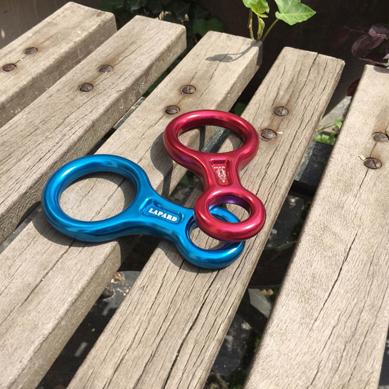 Descenders 35KN Outdoor Climbing 8 Ring Rock Descender Aluminum Magnesium Alloy Portable Slow Descent Abseiling Security Kits