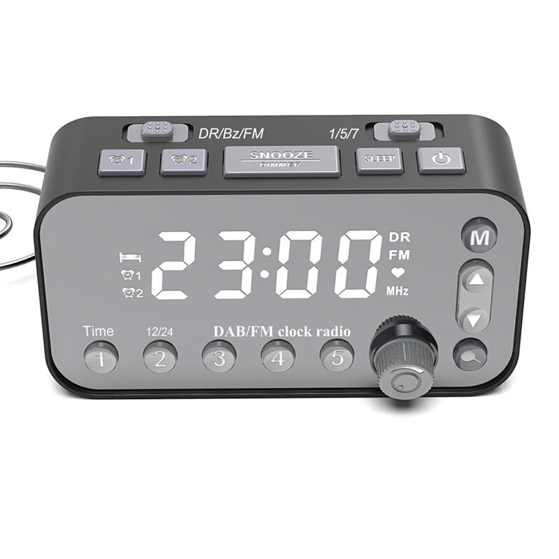DAB Bedside Alarm Clock Radio Large Sn Dual Alarm Clock Dual USB Radio Sleep Timer FM Radio Clock: Default Title