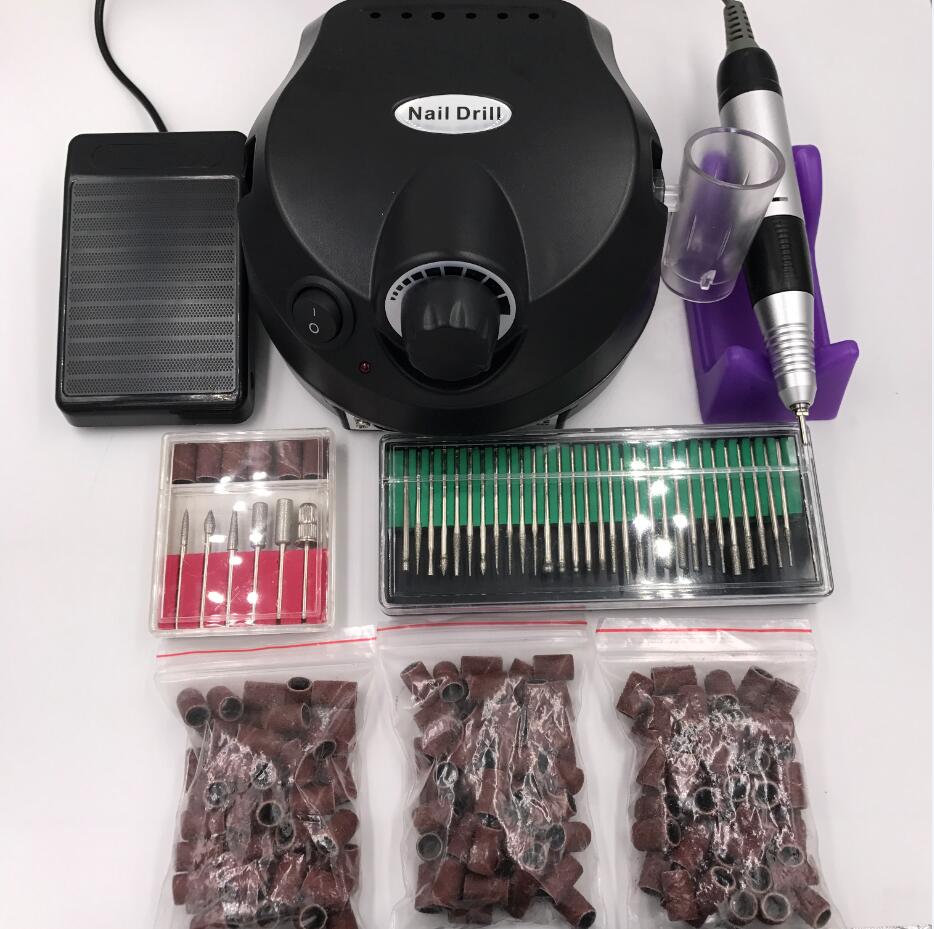 30000 RPM Pro Electric Nail Art Boor File Bits Machine Manicure Kit Professionele Salon Thuis Nail Gereedschap set: BLACK