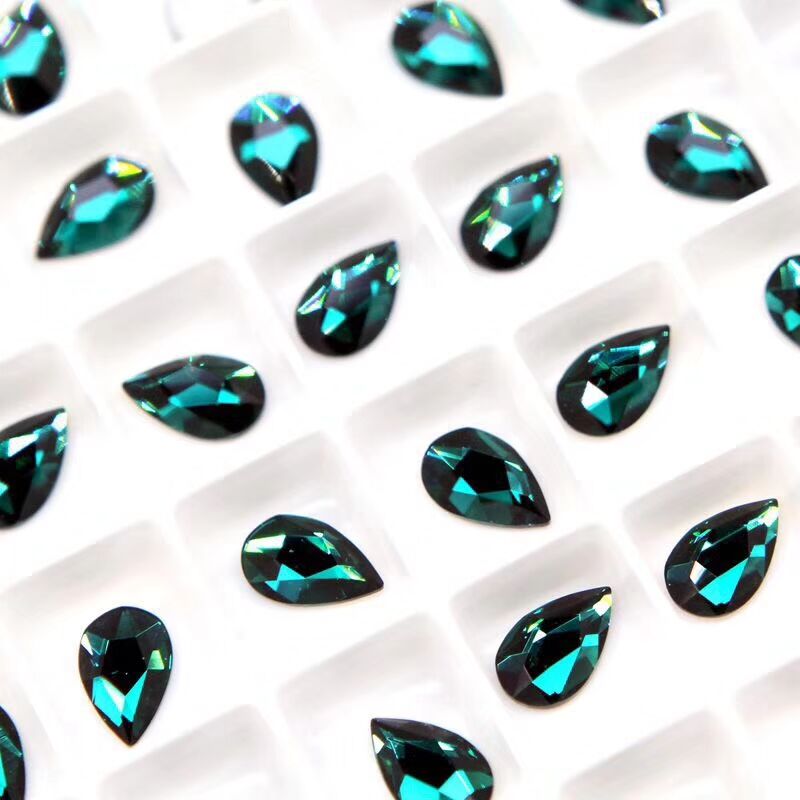 20 Stks/pak Crystal Shiny 3D Nail Art Rhinestones Groen Waterdrop Voor Nail Art Decoraties Manicure Diamant Nailart Diy Charm