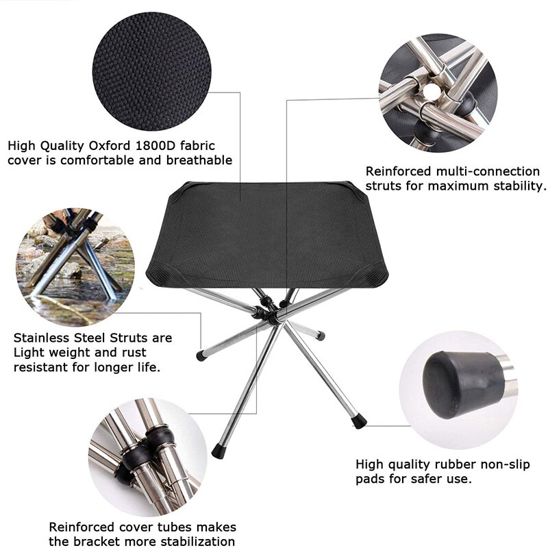 Stainless Steel Folding Bench Outdoor Portable Retractable Stool Camping Fishing Chair Retractable Folding Chair Portable