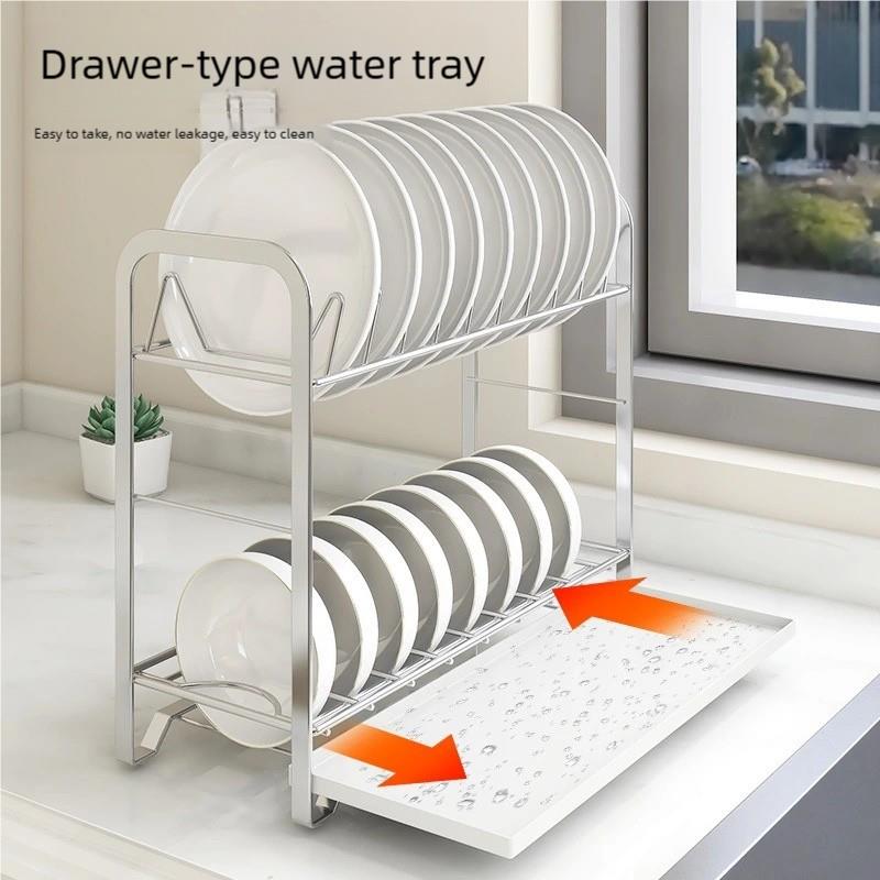 Stainless Steel Kitchen Drainage Rack Multifunctional Dish Storage Rack Easy to Dry Not Wet Household Shelf Kitchen Accessories