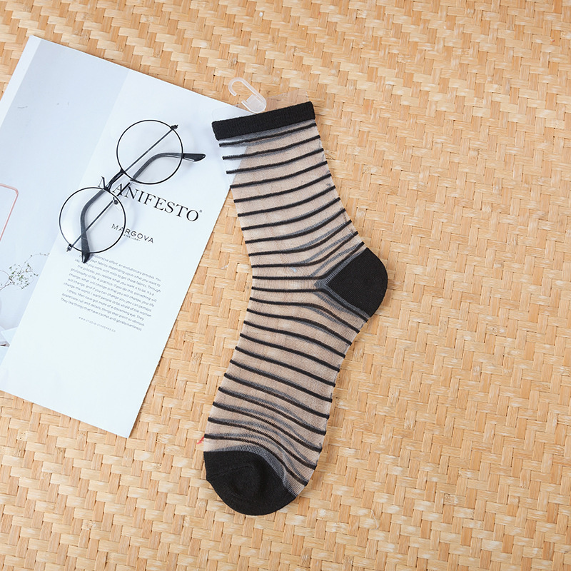 Calcetines sexis de rejilla de encaje de fibra mixta transparente elástico tobillo hilo de red calcetines finos para mujer 1 par = 2 uds: Gris oscuro