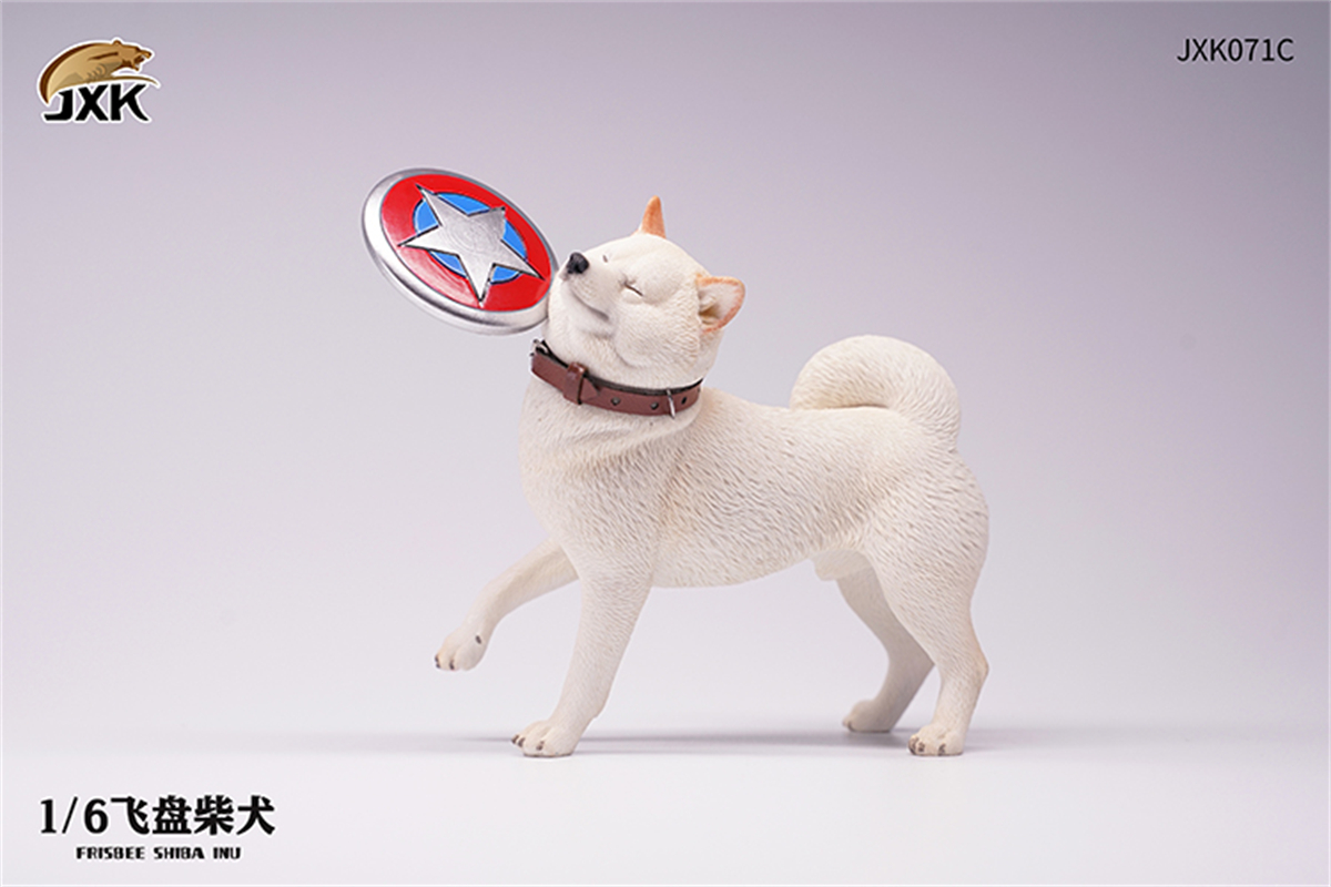 JXK 1/6 Flying Disc Shiba Inu Model Play Football Silly Dog Cute Animal Figure Ornaments Toy for Children Adults Kids: JXK071C