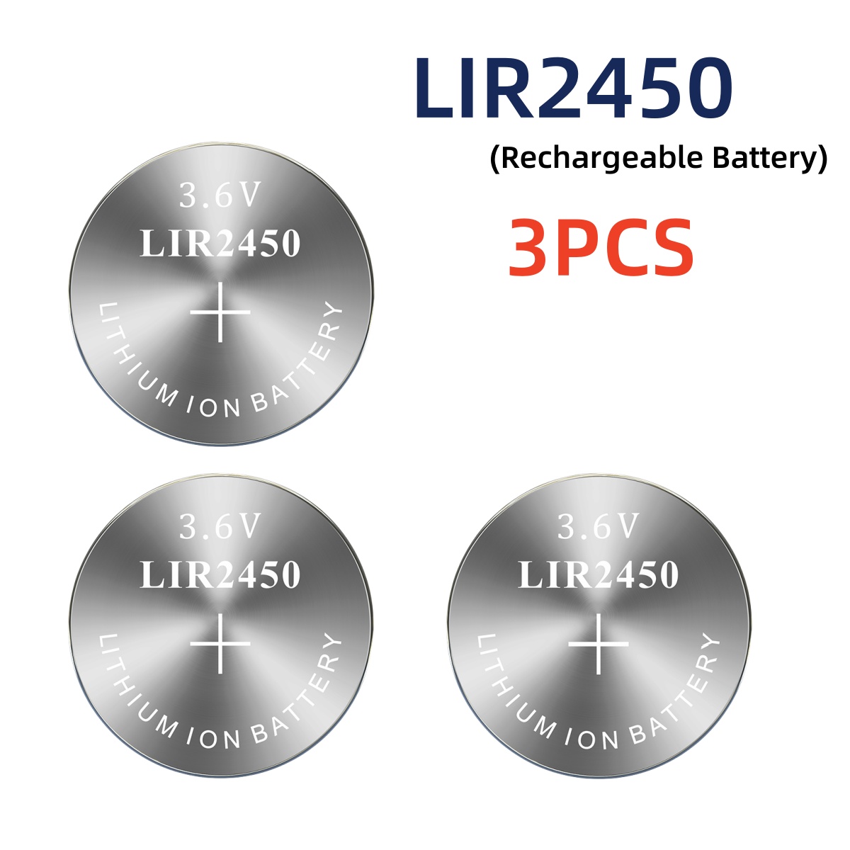 2-10PCS 3.6V LIR2450 Lithium Ion Battery Rechargeable battery replace CR2450: Gold