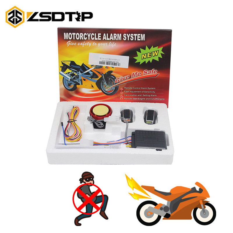 ZSDTRP 12V Motorcycle Alarm System Motorbike Anti-theft Security Alarm System 315KHz Motorcycle Remote Control Security Engine