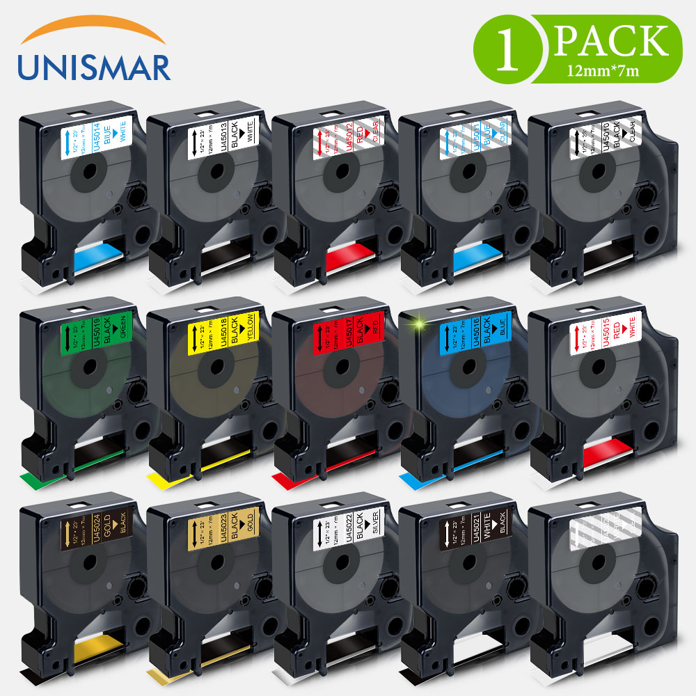 Unismar Multicolor 12mm taśmy etykietowe dla Dymo D1 45013 45010 45016 45017 45018 45019 kompatybilny Dymo D1 etykieta menedżera 160 280 210