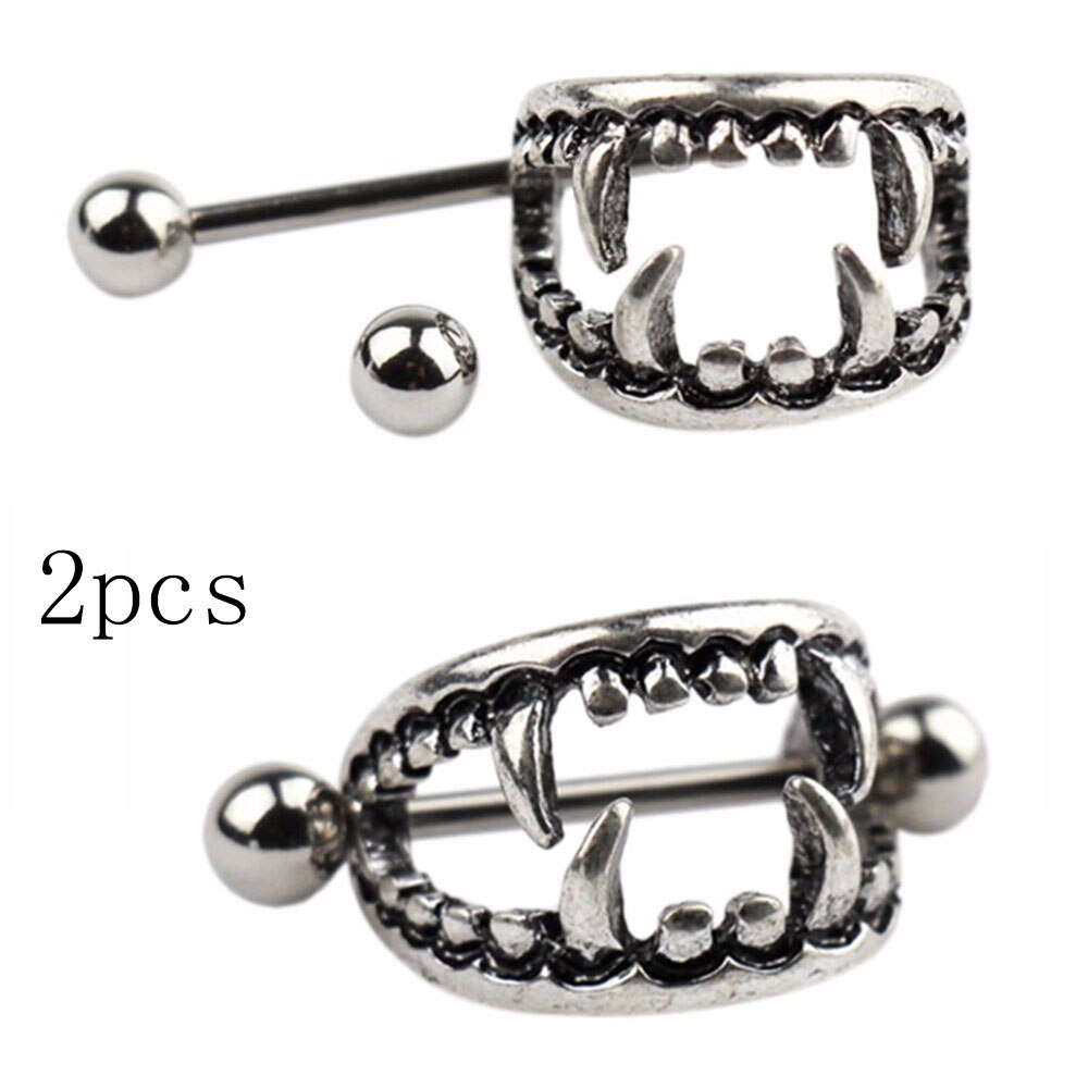 2 pièces mamelon Piercing Barbell 14G crâne fleur flèche mamelon bouclier charmant mamelon anneaux pour les femmes corps Piercing bijoux: 3