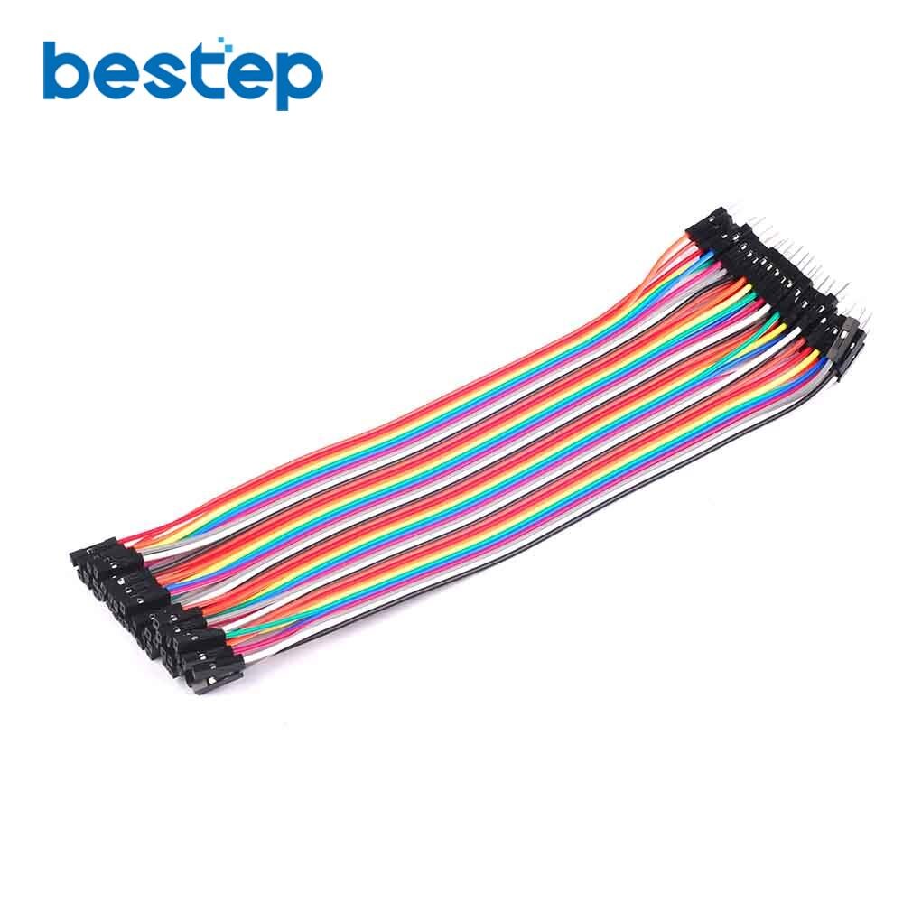 80 stk= 2 rad= 1 mye fargerik dupont-kabel 20cm 2.54mm 1 pin 1p-1p hunn-til-hann-koblingstråd til brødbrett